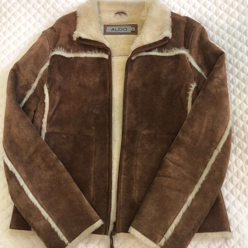 Aldo Women’s Suede leather Sherpa lined jacket